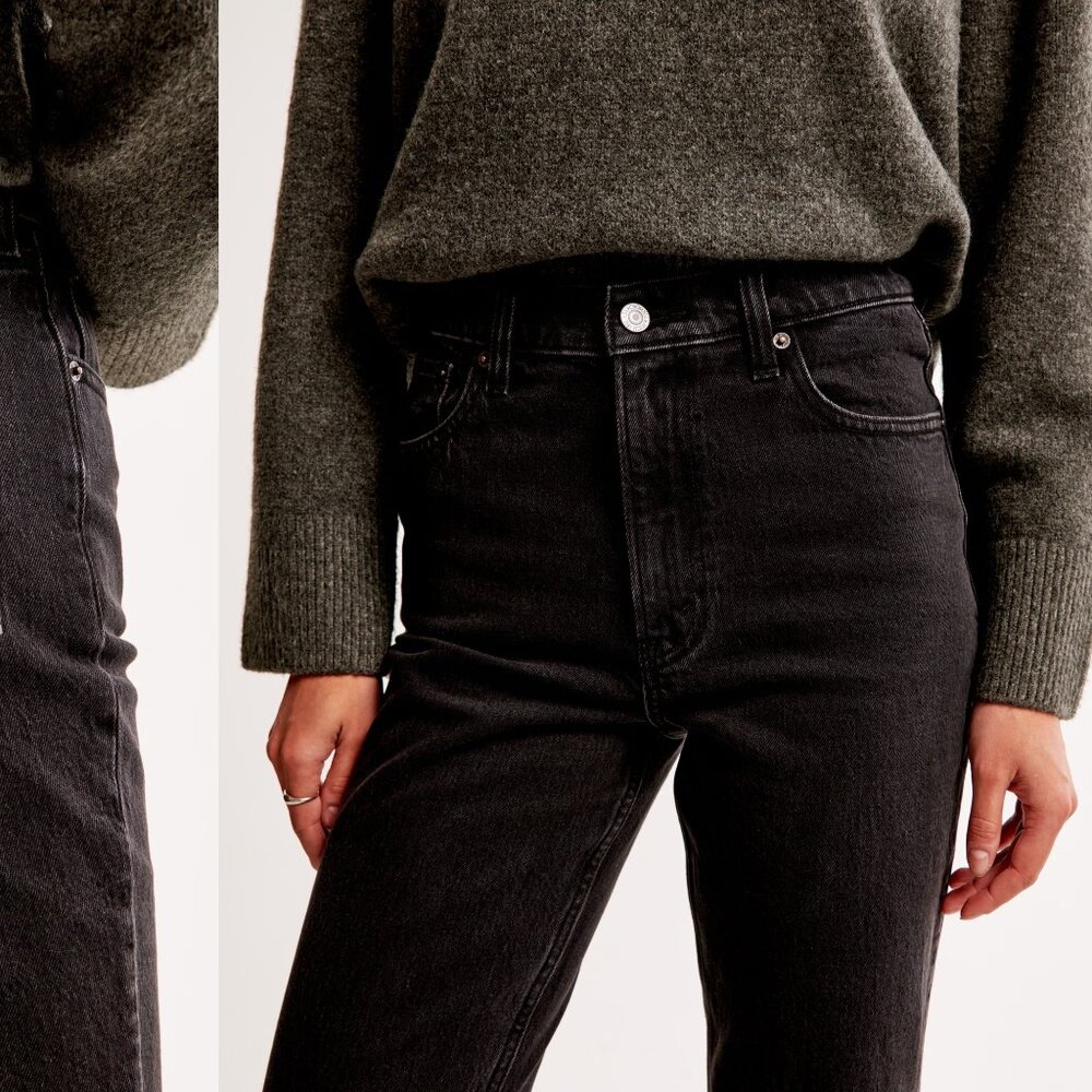 NWT ABERCROMBIE & FITCH plus high rise the vintage flare jeans in black (20S/35) - Picture 3 of 3